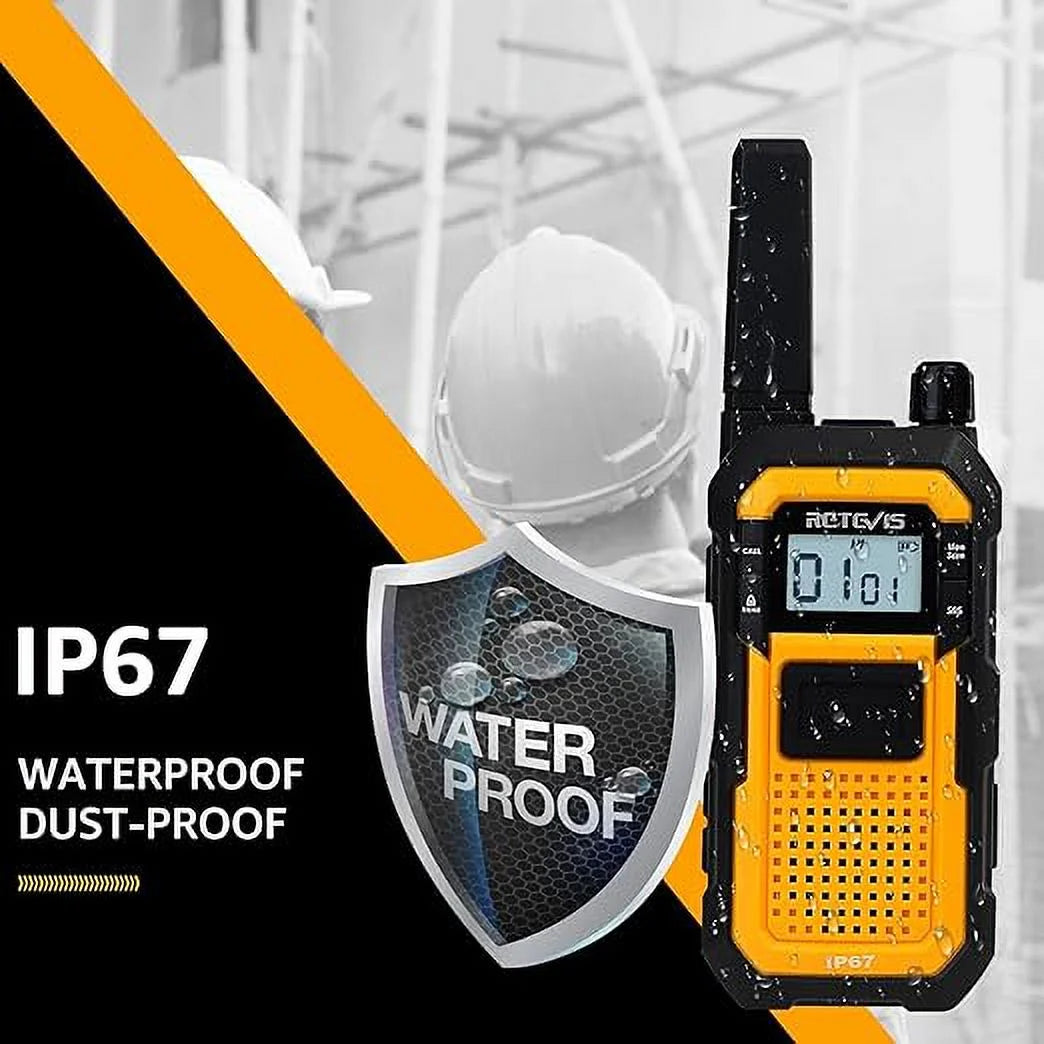 RB48 Heavy Duty Walkie Talkies,Waterproof Two Way Radio,Shock-Resistant,2000 Mah,Emergency,2 Way Radio Long Range for Job Site (4 Pack)