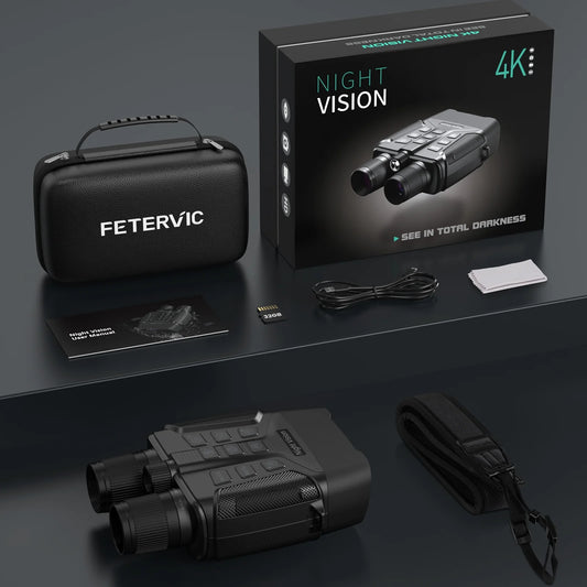 4K Night Vision Goggles - 5X Zoom, Waterproof Binoculars with 32GB Card & Rechargeable Battery for Hunting Adventures