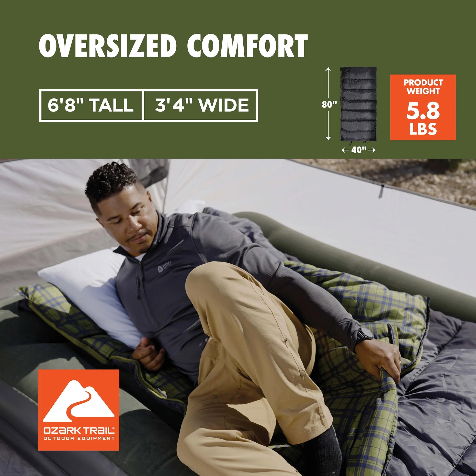 Stay Cozy with the  30F Oversized Cool Weather Sleeping Bag - 2 Pack Gray!