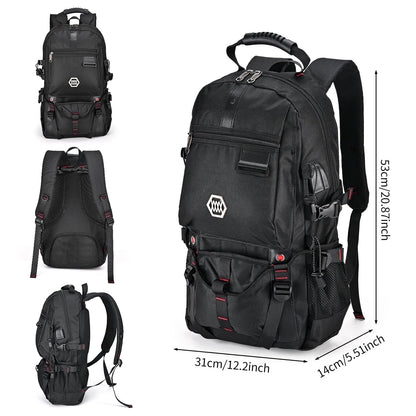 56L Anti-Theft Hiking Backpack for Men & Women - Durable Polyester Travel Bag with Slim Design