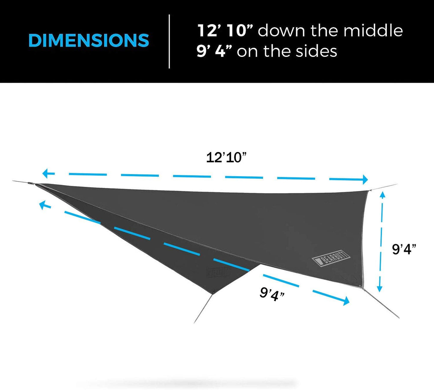 Hammock Rain Fly & Camping Tarp - 11 X 9 Ft Hammock Tarp Rain Fly for Hammock Camping - Easy to Set up Tent Tarp for Tent Camping - Waterproof Camping Tarp - Ultralight Backpacking Tarp