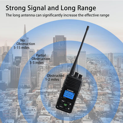 Image of SAMCOM long-range rechargeable radios (6 pcs), featuring a durable design, powerful signal penetration, and group communication capability, ideal for emergency preparedness and outdoor use, displayed on a clean white background.
