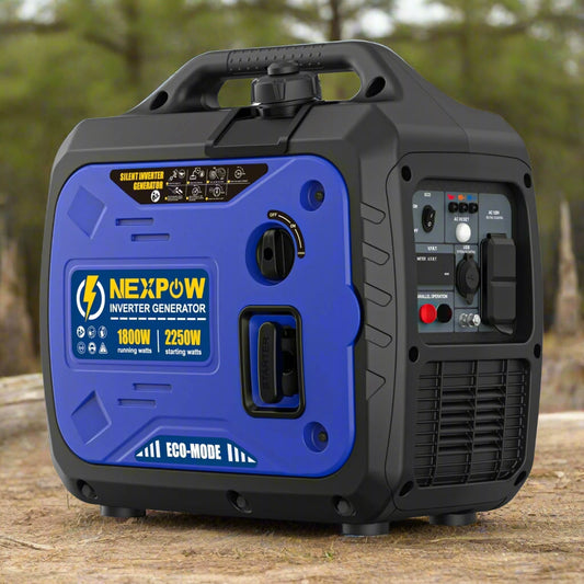 Image of the 2250W Super Quiet Gasoline Generator featuring a compact design, eco-mode, parallel capability, and USB ports, ideal for home backup and camping, displayed on a clean white background.
