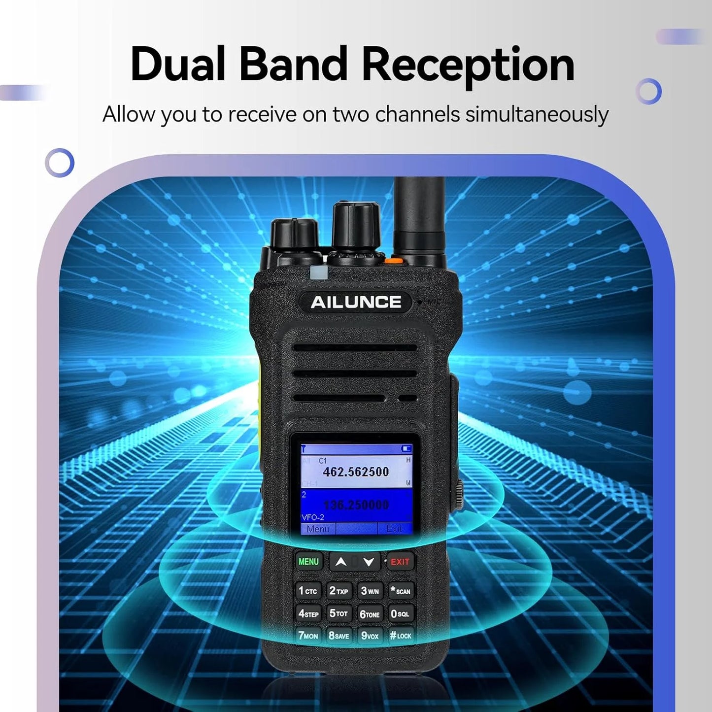 Ailunce HA1G GMRS Radio, GMRS Handheld Radio, IP67 Waterproof, NOAA, 2800Mah, GMRS Repeater Capable Two Way Radio with USB-C Charging