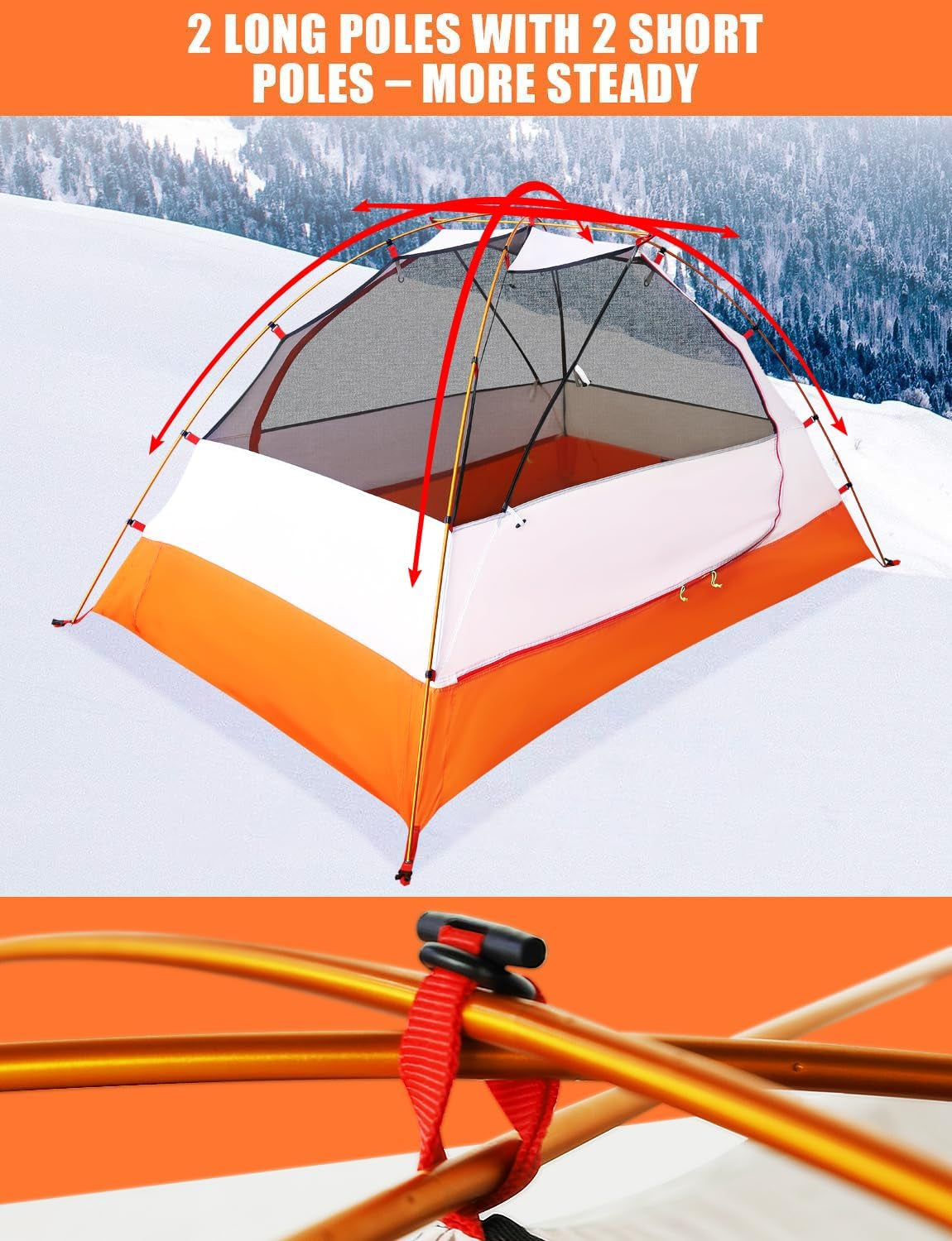 4 Season Backpacking Tent 2 Person Camping Tent Ultralight Waterproof All Weather Double Layer Two Doors Easy Setup 1 2 People Man Tents for Backpacker Outdoor Hiking Survival