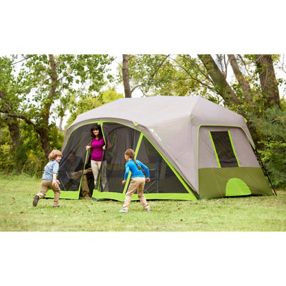 "9-Person Instant Cabin Tent with Screen Room - waterproof, easy setup, and perfect for family camping adventures."
