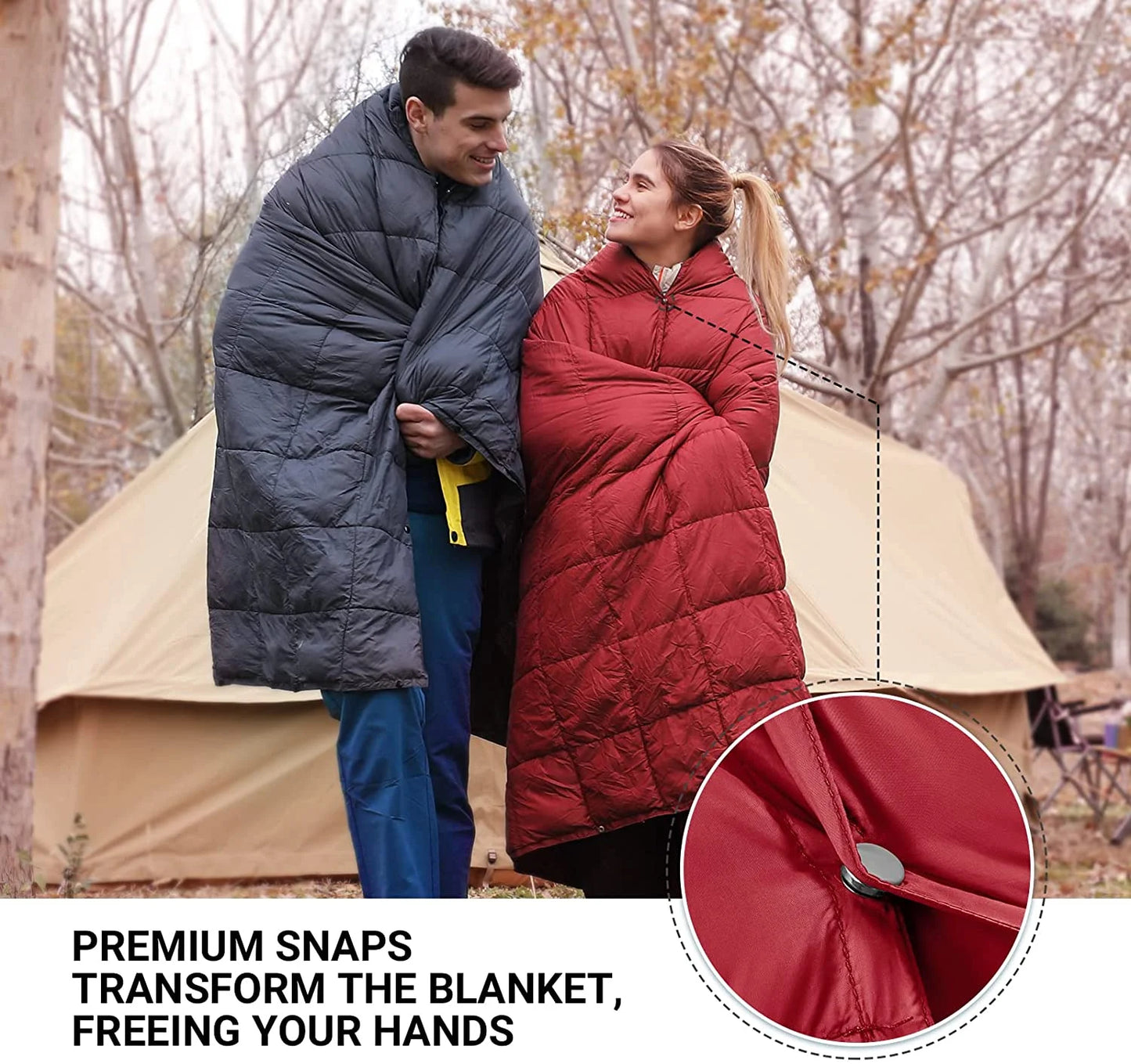 Ultimate Large Waterproof Camping Blanket - Lightweight & Wearable for Adults - 78.7" x 56.7" in Vibrant Red