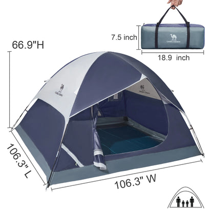 "5-6 Person Dome Tent - waterproof, easy setup, and spacious design for outdoor adventures."
