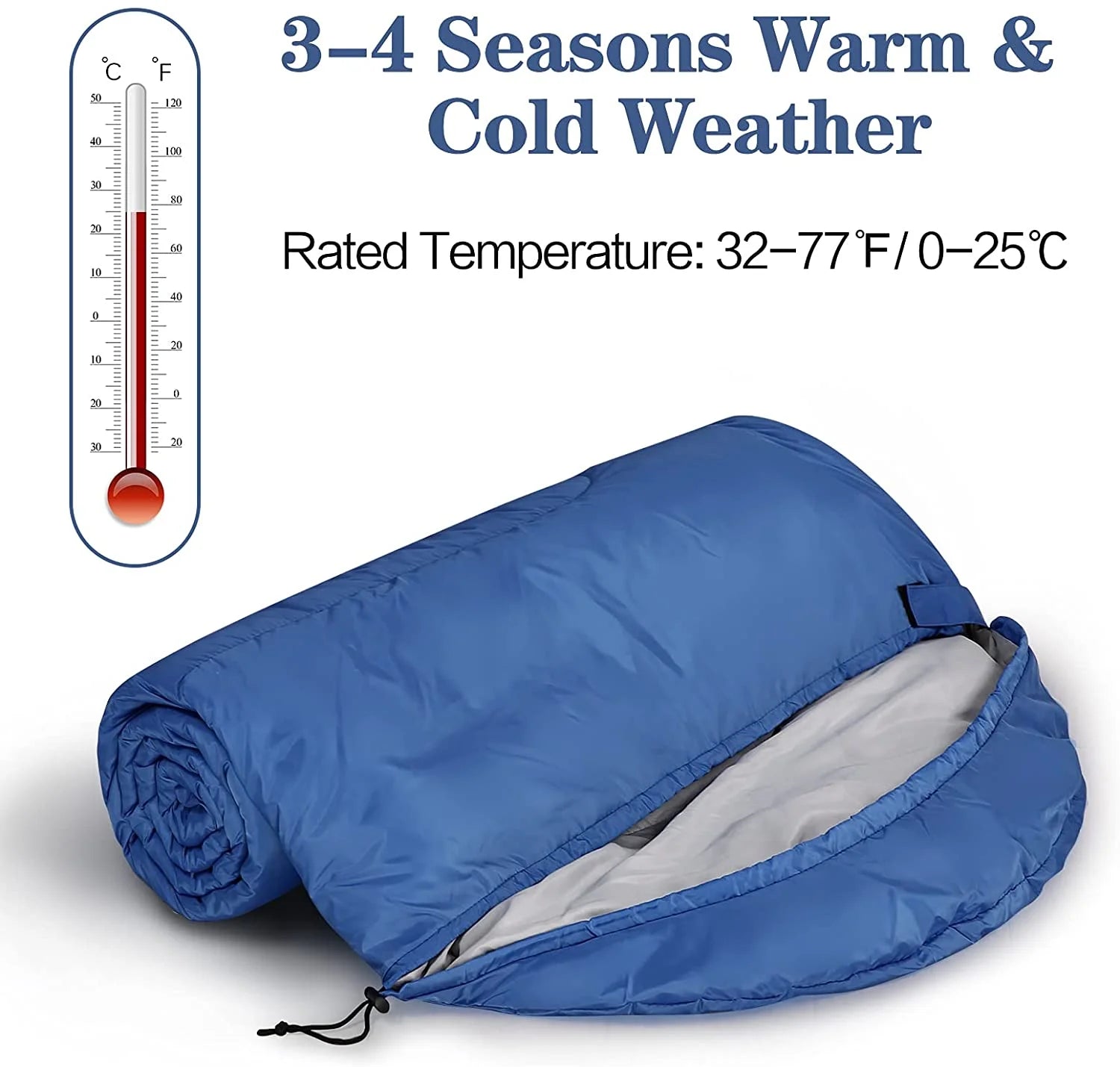 Lightweight Waterproof Sleeping Bags for All Ages - Ideal for 3-4 Season Camping, Hiking, and Backpacking (Dark Blue)