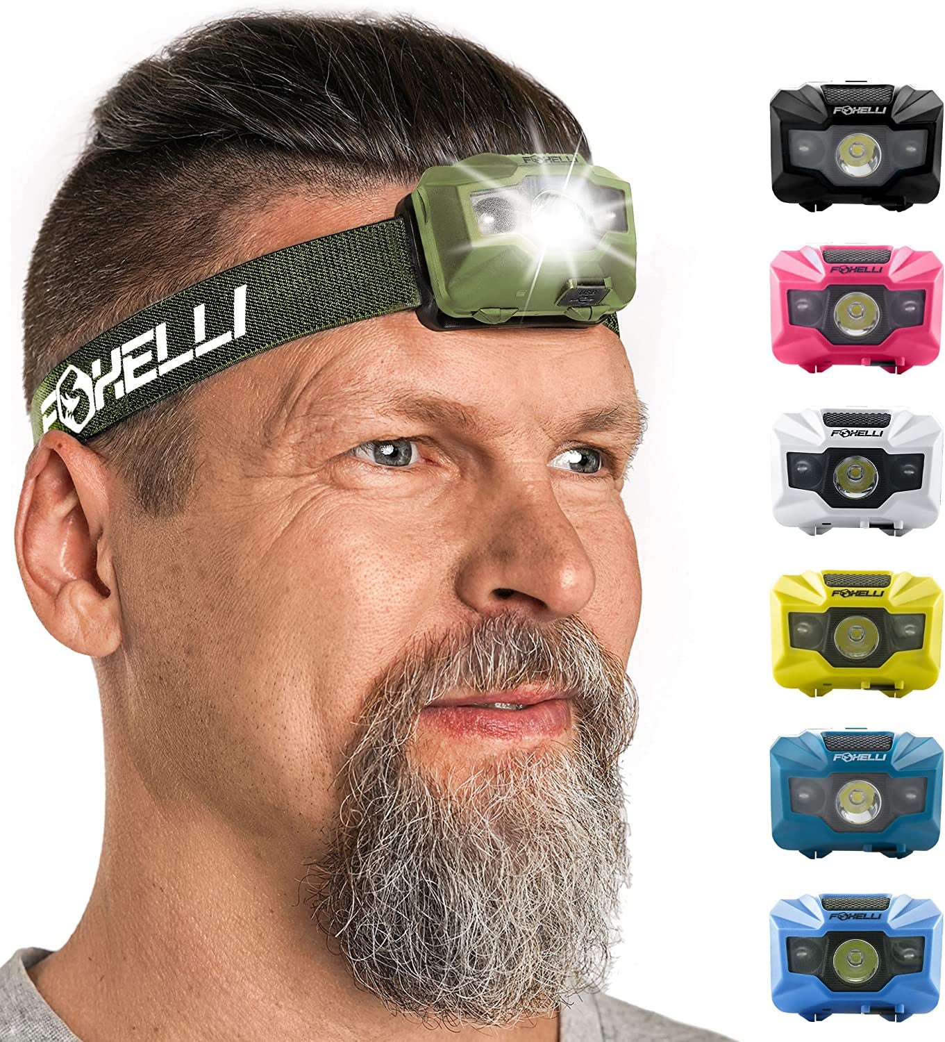 Rechargeable LED Headlamp – Ultralight, Waterproof, and USB Rechargeable Headlamp with Red Light for Running, Camping, Hiking & Outdoors