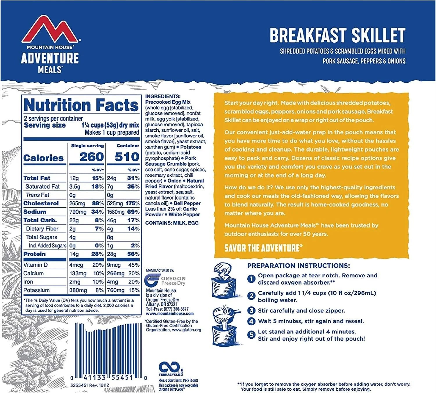 Ultimate Survival Breakfast Skillet - 6 Pouches of  Emergency Food with 30-Year Shelf Life & Gluten Free!