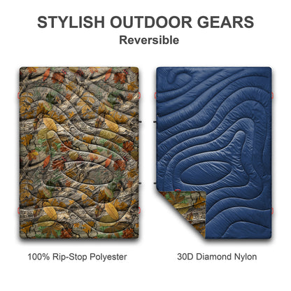 All-weather camping blanket with waterproof design, reflective inner layer for warmth, and military-inspired durability. Perfect for emergencies, camping, and survival.
