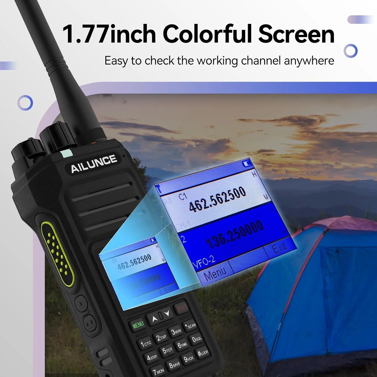 Ailunce HA1G GMRS Radio, GMRS Handheld Radio, IP67 Waterproof, NOAA, 2800Mah, GMRS Repeater Capable Two Way Radio with USB-C Charging