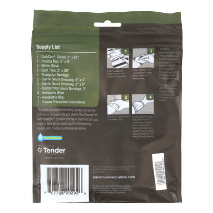 1. Adventure Medical Trauma Pak with QuikClot for Rapid Emergency Response  
2. Compact First Aid Kit with Advanced Clotting Gauze for Outdoor Adventures  
3. Lightweight and Portable Trauma Pak for Hiking, Camping, and Severe Injuries  
